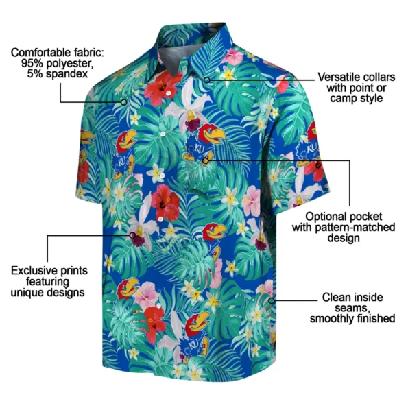 Kansas Jayhawks Hawaiian Shirt Customized Hibiscus Blossoms Blue New Arrival