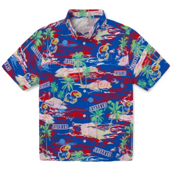 Kansas Jayhawks Hawaiian Shirt - Tropical Palms