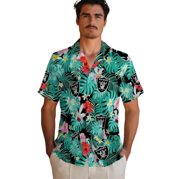 Las Vegas Raiders Hawaiian Shirt Custom Hibiscus Blossoms Black Fashion Forward Las Vegas Raiders Hawaiian Shirt Custom Hibiscus Blossoms Black Fashion Forward