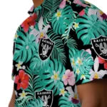 Las Vegas Raiders Hawaiian Shirt Custom Hibiscus Blossoms Black Best Selling