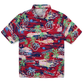 Liberty Flames Hawaiian Shirt - Tropical Palms