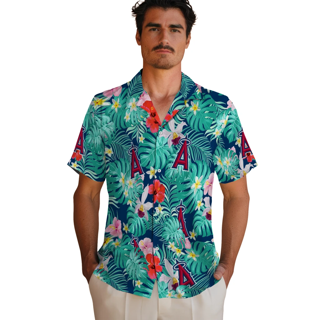 Los Angeles Angels Hawaiian Shirt Customized Hibiscus Blossoms Blue Fashion Forward Los Angeles Angels Hawaiian Shirt Customized Hibiscus Blossoms Blue Fashion Forward