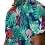 Los Angeles Angels Hawaiian Shirt Customized Hibiscus Blossoms Blue Best Selling