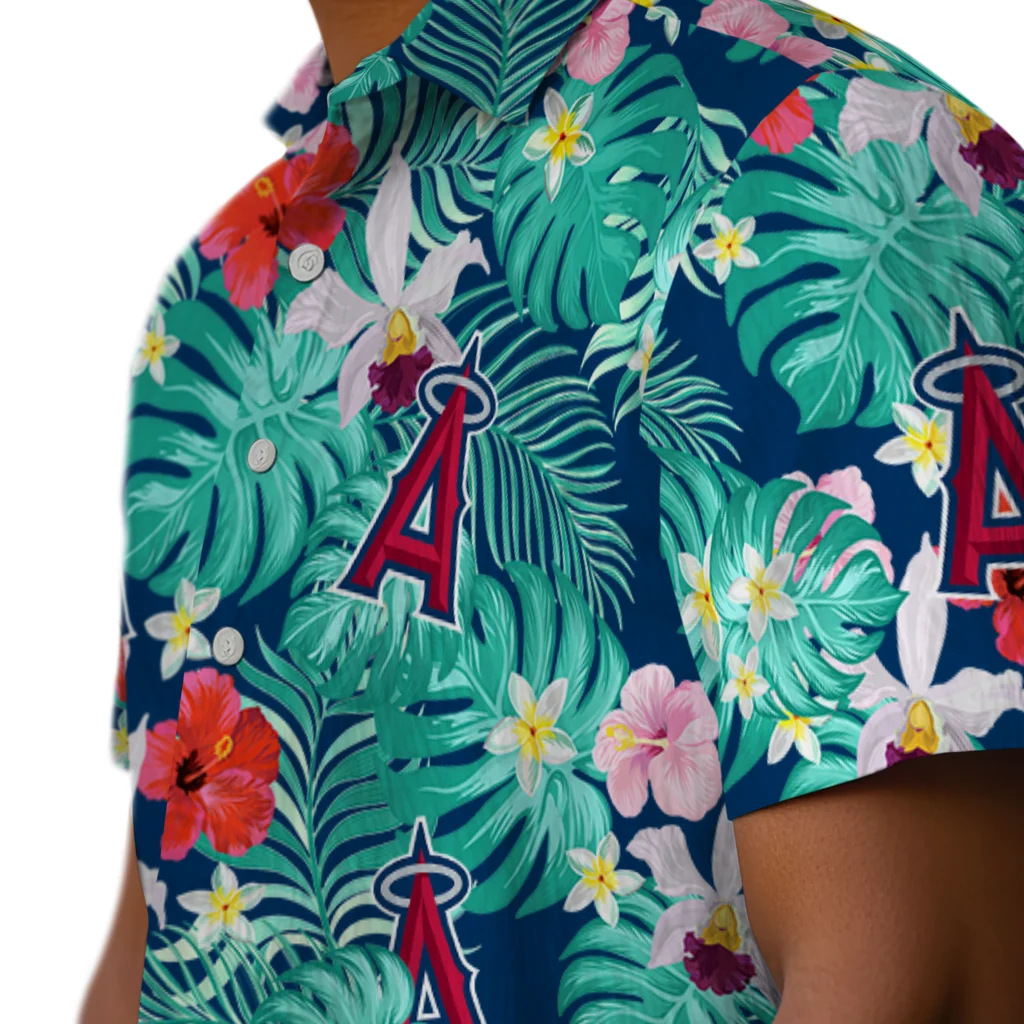 Los Angeles Angels Hawaiian Shirt Customized Hibiscus Blossoms Blue Trendy Los Angeles Angels Hawaiian Shirt Customized Hibiscus Blossoms Blue Trendy