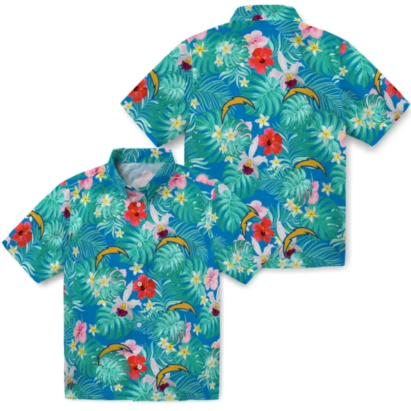 Los Angeles Chargers Hawaiian Shirt Customized Hibiscus Blossoms Blue High Quality Los Angeles Chargers Hawaiian Shirt Customized Hibiscus Blossoms Blue High Quality