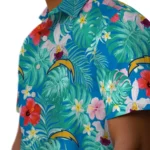 Los Angeles Chargers Hawaiian Shirt Customized Hibiscus Blossoms Blue Best Selling