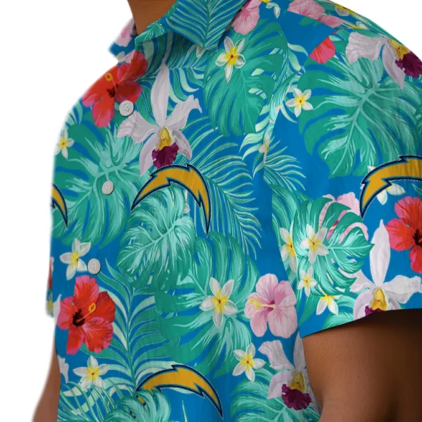 Los Angeles Chargers Hawaiian Shirt Customized Hibiscus Blossoms Blue Trendy Los Angeles Chargers Hawaiian Shirt Customized Hibiscus Blossoms Blue Trendy