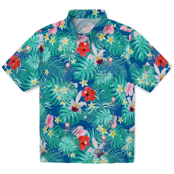 Los Angeles Dodgers Hawaiian Shirt Personalized Hibiscus Blossoms Blue Best Selling Los Angeles Dodgers Hawaiian Shirt Personalized Hibiscus Blossoms Blue Best Selling