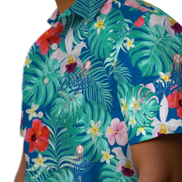 Los Angeles Dodgers Hawaiian Shirt Personalized Hibiscus Blossoms Blue Trendy Los Angeles Dodgers Hawaiian Shirt Personalized Hibiscus Blossoms Blue Trendy
