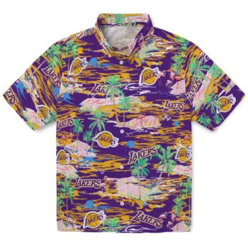 Los Angeles Lakers Hawaiian Shirt - Tropical Palms