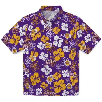Los Angeles Lakers Hawaiian Shirt - Tropical Floral Pattern