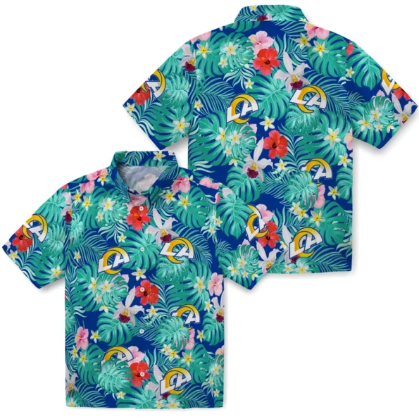 Los Angeles Rams Hawaiian Shirt Personalized Hibiscus Blossoms Blue High Quality Los Angeles Rams Hawaiian Shirt Personalized Hibiscus Blossoms Blue High Quality