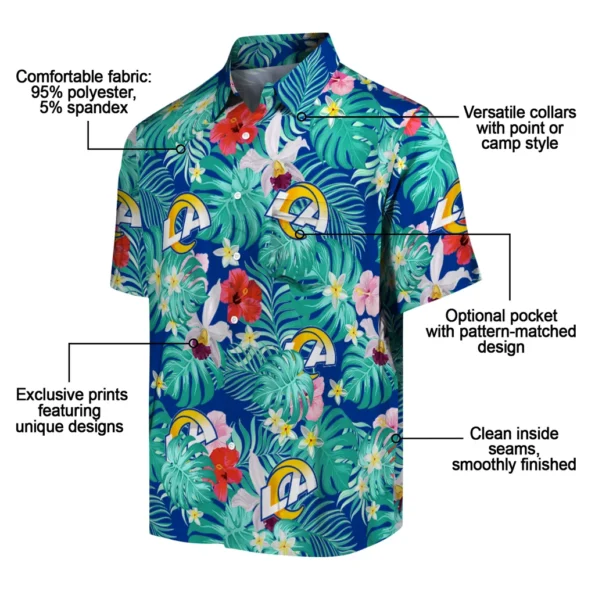 Los Angeles Rams Hawaiian Shirt Personalized Hibiscus Blossoms Blue New Arrival Los Angeles Rams Hawaiian Shirt Personalized Hibiscus Blossoms Blue New Arrival