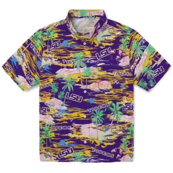 LSU Tigers Hawaiian Shirt - Tropical Palms