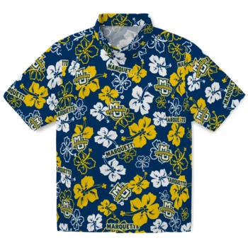 Marquette Golden Eagles Hawaiian Shirt - Tropical Floral Pattern