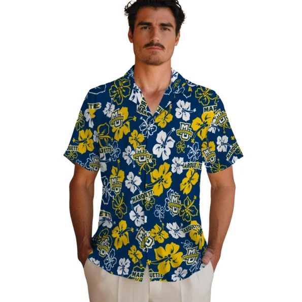 marquette-golden-eagles-hawaiian-shirt-hibiscus-flower-design-fashion-forward.webp