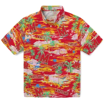 Maryland Terrapins Hawaiian Shirt - Tropical Palms