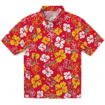 Maryland Terrapins Hawaiian Shirt - Tropical Floral Pattern