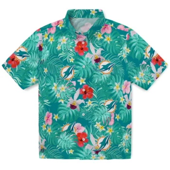 Miami Dolphins Hawaiian Shirt Custom Hibiscus Blossoms Aqua Best Selling