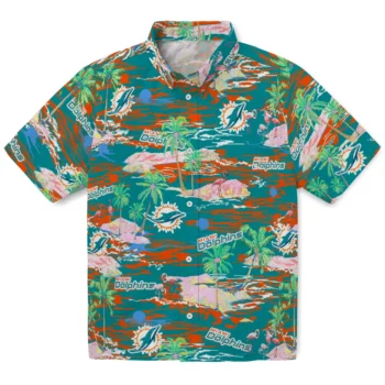 Miami Dolphins Hawaiian Shirt - Tropical Palms