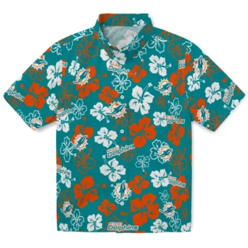 Miami Dolphins Hawaiian Shirt - Tropical Floral Pattern