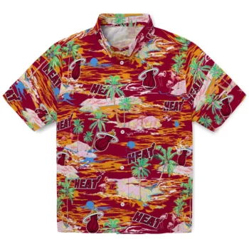 Miami Heat Hawaiian Shirt - Tropical Palms