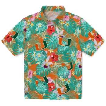 Miami Hurricanes Hawaiian Shirt Custom Hibiscus Blossoms Orange Best Selling