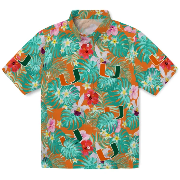 Miami Hurricanes Hawaiian Shirt Custom Hibiscus Blossoms Orange Best Selling Miami Hurricanes Hawaiian Shirt Custom Hibiscus Blossoms Orange Best Selling
