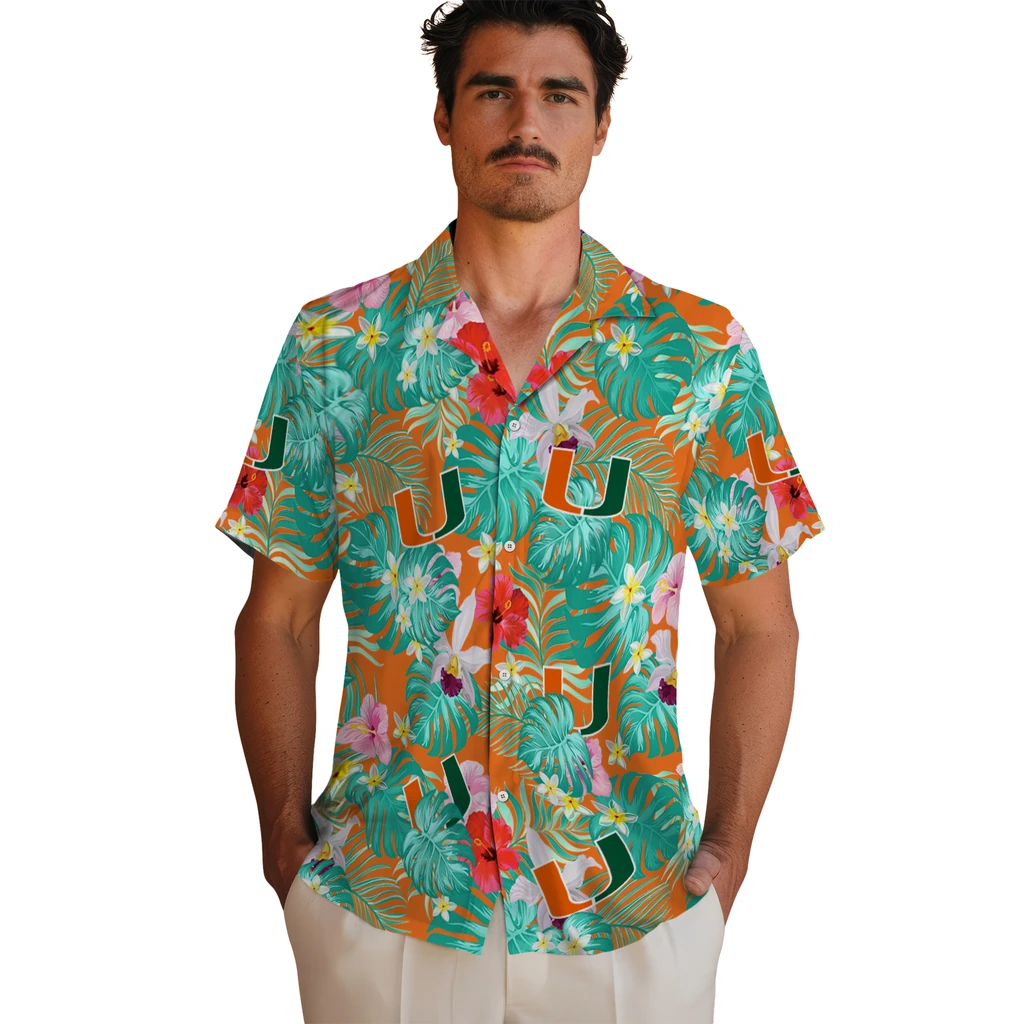 Miami Hurricanes Hawaiian Shirt Custom Hibiscus Blossoms Orange Fashion Forward Miami Hurricanes Hawaiian Shirt Custom Hibiscus Blossoms Orange Fashion Forward