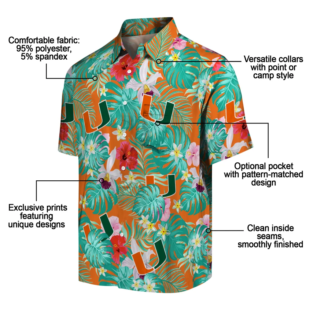 Miami Hurricanes Hawaiian Shirt Custom Hibiscus Blossoms Orange New Arrival Miami Hurricanes Hawaiian Shirt Custom Hibiscus Blossoms Orange New Arrival
