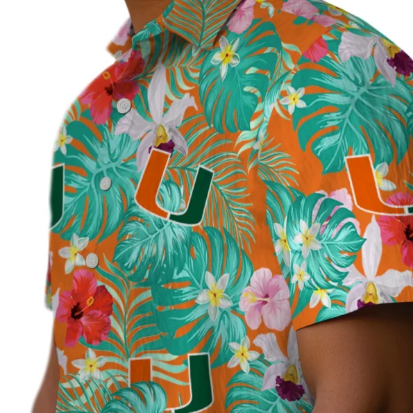 Miami Hurricanes Hawaiian Shirt Custom Hibiscus Blossoms Orange Trendy Miami Hurricanes Hawaiian Shirt Custom Hibiscus Blossoms Orange Trendy