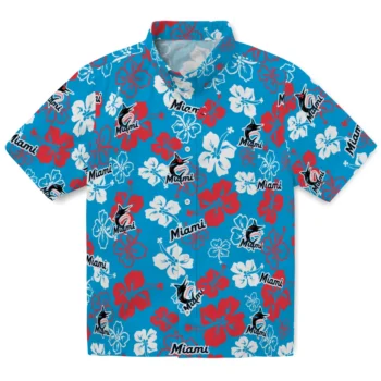 Miami Marlins Hawaiian Shirt - Tropical Floral Pattern