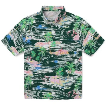 Michigan State Spartans Hawaiian Shirt - Tropical Palms