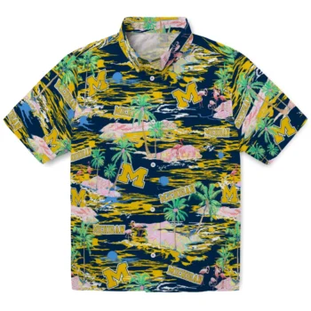 Michigan Wolverines Hawaiian Shirt - Tropical Palms