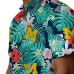 Michigan Wolverines Hawaiian Shirt Personalized Hibiscus Blossoms Blue Best Selling