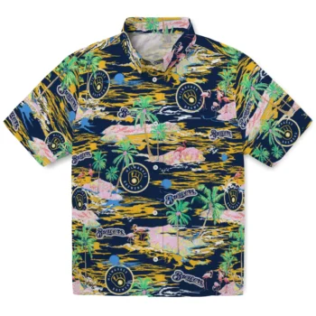 Milwaukee Brewers Hawaiian Shirt - Tropical Palms