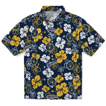Milwaukee Brewers Hawaiian Shirt - Tropical Floral Pattern
