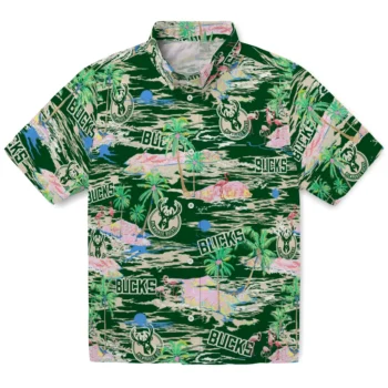 Milwaukee Bucks Hawaiian Shirt - Tropical Palms