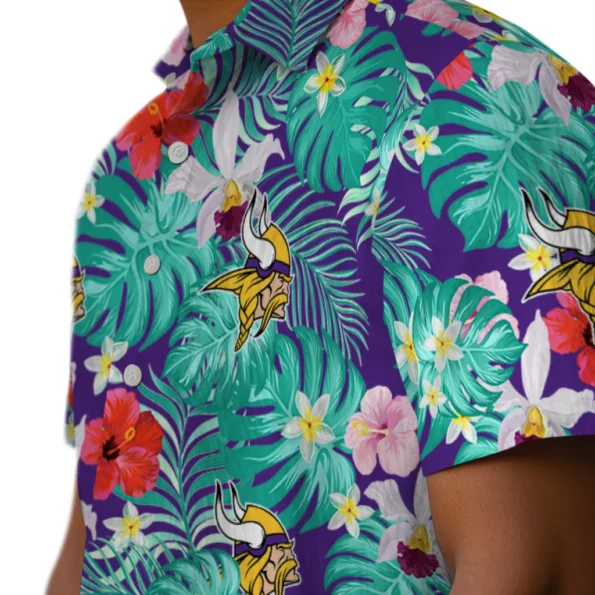 Minnesota Vikings Hawaiian Shirt Customized Hibiscus Blossoms Purple Trendy