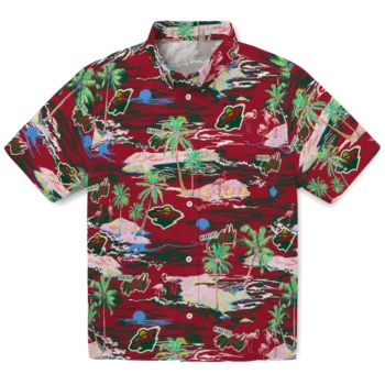 Minnesota Wild Hawaiian Shirt - Tropical Palms