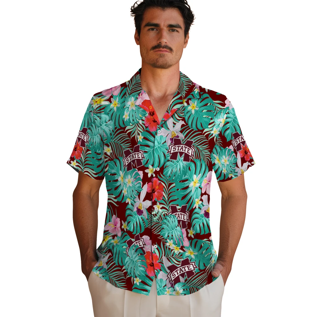 Mississippi State Bulldogs Hawaiian Shirt Custom Hibiscus Blossoms Maroon Fashion Forward Mississippi State Bulldogs Hawaiian Shirt Custom Hibiscus Blossoms Maroon Fashion Forward