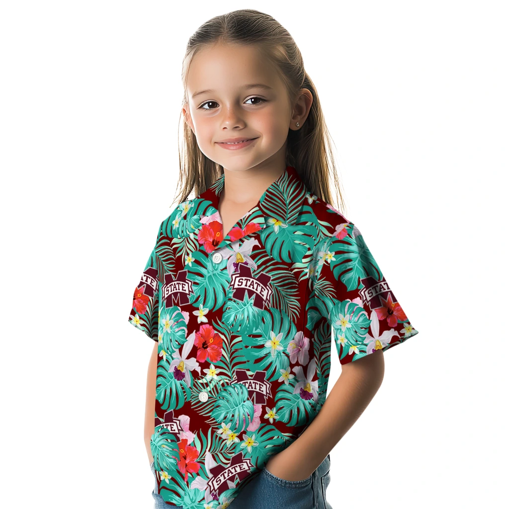 Mississippi State Bulldogs Hawaiian Shirt Custom Hibiscus Blossoms Maroon Premium Grade Mississippi State Bulldogs Hawaiian Shirt Custom Hibiscus Blossoms Maroon Premium Grade