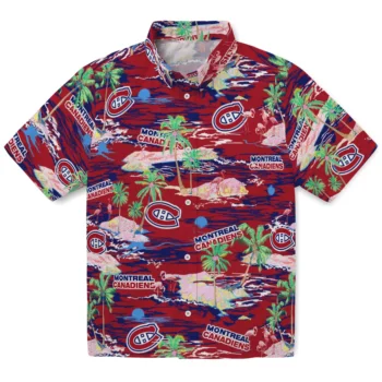 Montreal Canadiens Hawaiian Shirt - Tropical Palms