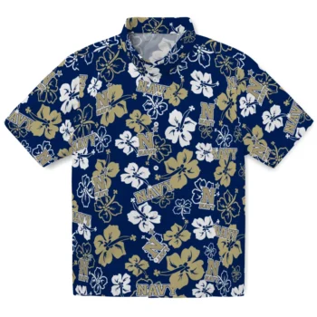 Navy Midshipmen Hawaiian Shirt - Tropical Floral Pattern