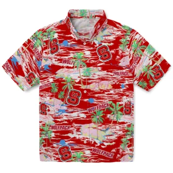 NC State Wolfpack Hawaiian Shirt - Tropical Palms