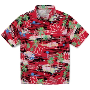 Nebraska Cornhuskers Hawaiian Shirt - Tropical Palms