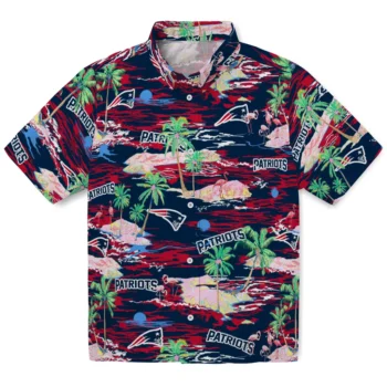 New England Patriots Hawaiian Shirt - Tropical Palms