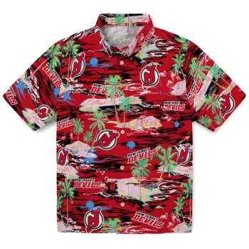 New Jersey Devils Hawaiian Shirt - Tropical Palms
