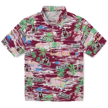 New Mexico State Aggies Hawaiian Shirt - Tropical Palms