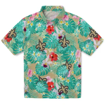 New Orleans Saints Hawaiian Shirt Custom Hibiscus Blossoms Gold Best Selling